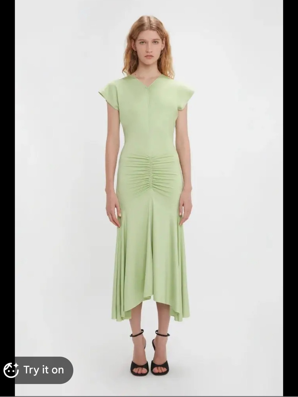 Victoria Beckham Light Green Ruched Maxi Dress